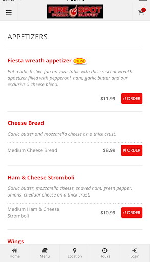 Fire Spot Pizza Ordering