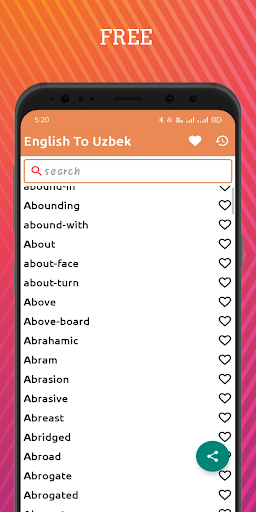 Android application English To Uzbek Dictionary Of screenshort