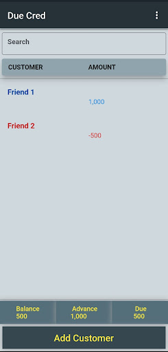 Android application Due Cred screenshort