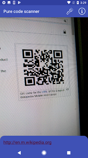 Android application Pure code scanner screenshort