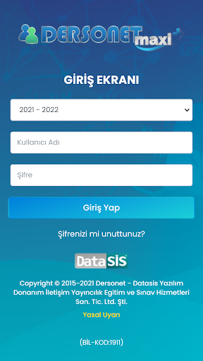 Android application Dersonet Veli Modülü screenshort