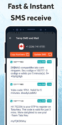 Temp SMS and Mail Screen 3