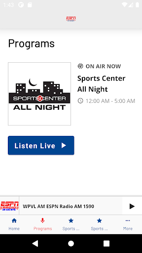 Android application ESPN Radio AM 1590 WPVL screenshort