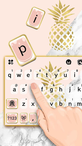 Marble Gold Pineapple Keyboard Screen 2