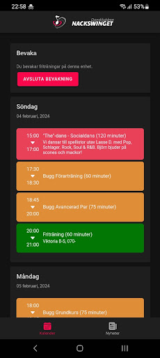 Android application Danssklubben Nackswinget screenshort