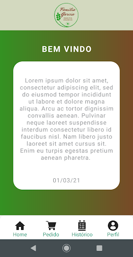 Android application Orgânicos Família Garcia screenshort