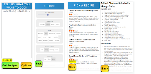 Android application RecipeGPT screenshort