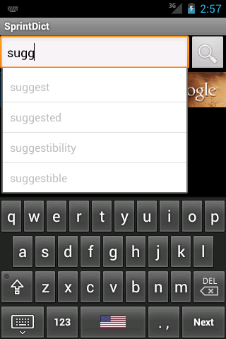 Android application SprintDict screenshort