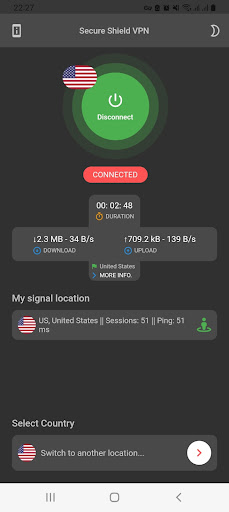 Android application Secure Shield VPN - Safer net screenshort