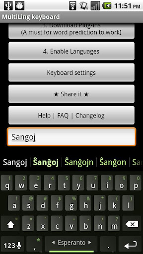Esperanto Keyboard Plugin Screen 2