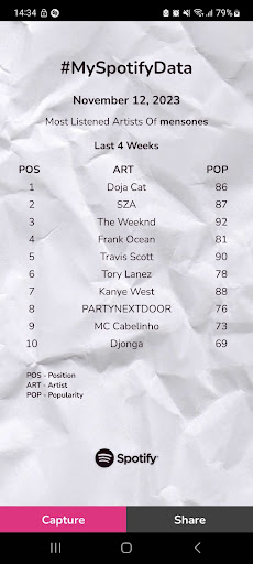 My Spotify Data Screen 3
