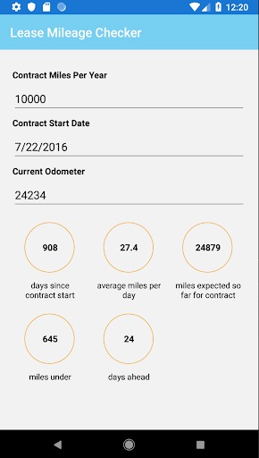 Android application Lease Miles screenshort