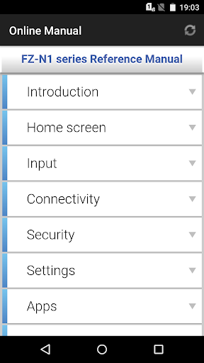 Android application Online Manual for FZ-N1(EU) screenshort