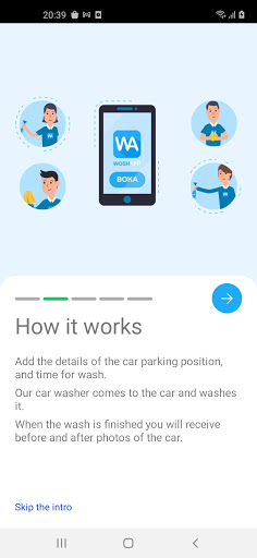 Android application Woshapp - Biltvätten som komme screenshort