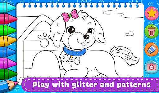 Puppy coloring book glitter Screen 2