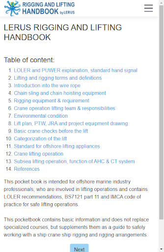 Android application Lerus rigging & lifting Book screenshort