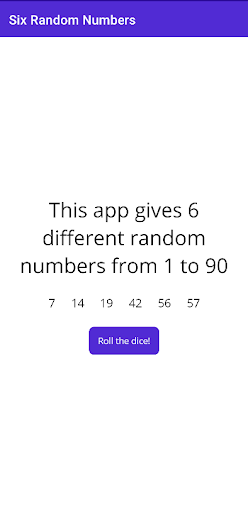 SixRandomNumbers Screen 2