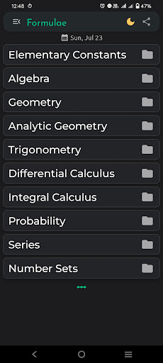 Math Formula App - Offline Screen 2
