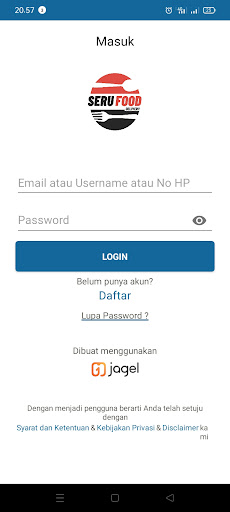 Android application Serufood Delivery screenshort