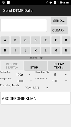 Send Data using DTMF system Screen 3