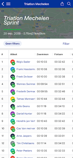 Android application Triatlon Vlaanderen screenshort