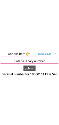 Decimal to Binary Converter Screen 2