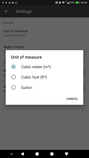 Screenshot of Meters reading