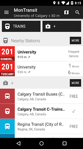 Android application Calgary Transit CTrain - MonT… screenshort