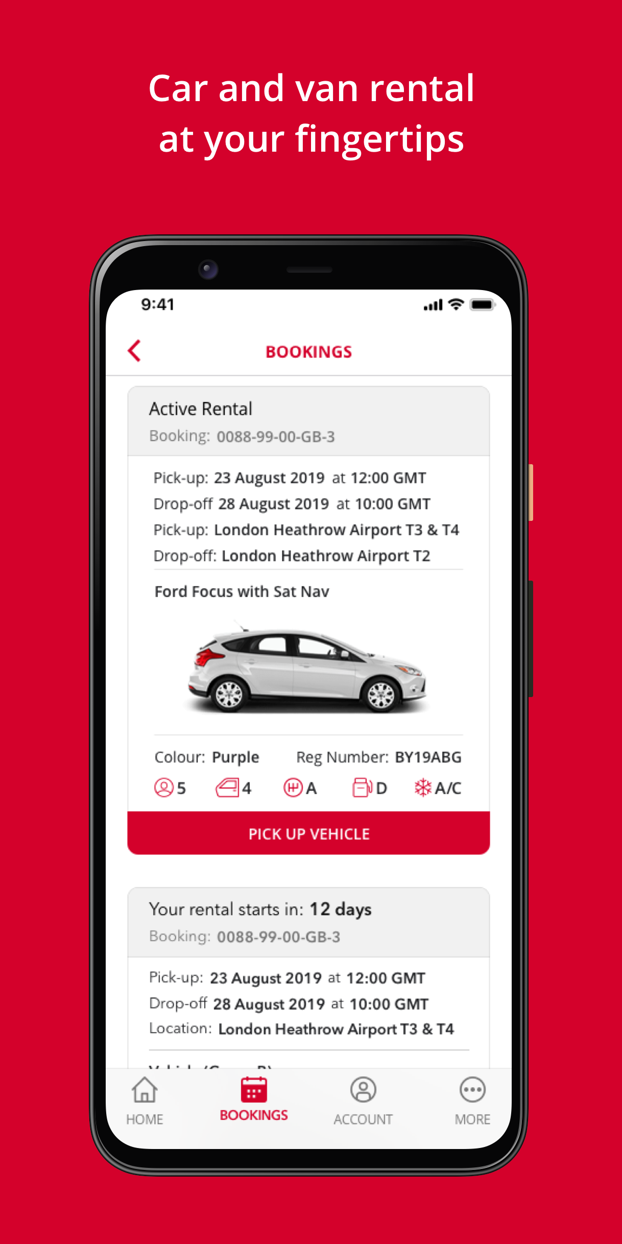 Android application Avis Car Hire screenshort