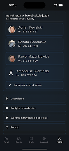 pJazdy Admin - Zarządzaj OSK