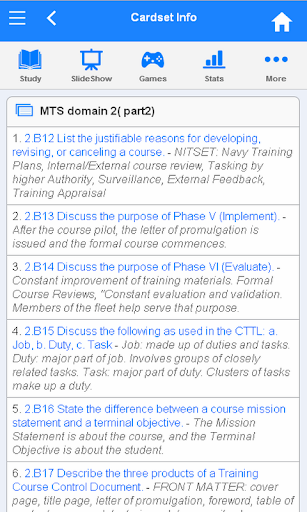 Screenshot of MTS Flashcards