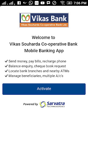 Android application Vikas Bank Mobile Banking screenshort
