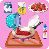 Cooking games strawberries with cream icon
