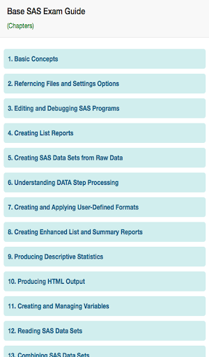 Android application Base SAS Exam Guide screenshort