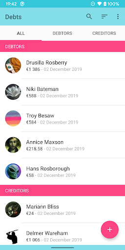 Android application Debts screenshort