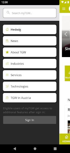 myTGW Screen 2