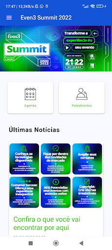 Android application Even3 Summit 2022 screenshort