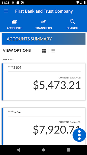 First Bank and Trust Mobile Screen 2