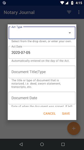 Android application Notary Journal screenshort