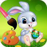 Easter bunny egg coloring book icon