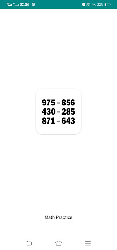 Android application Subtraction Practice App screenshort