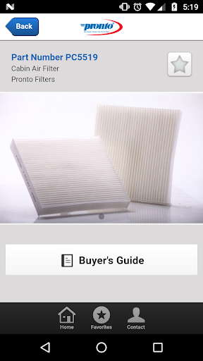 Pronto Filter Catalog Screen 3