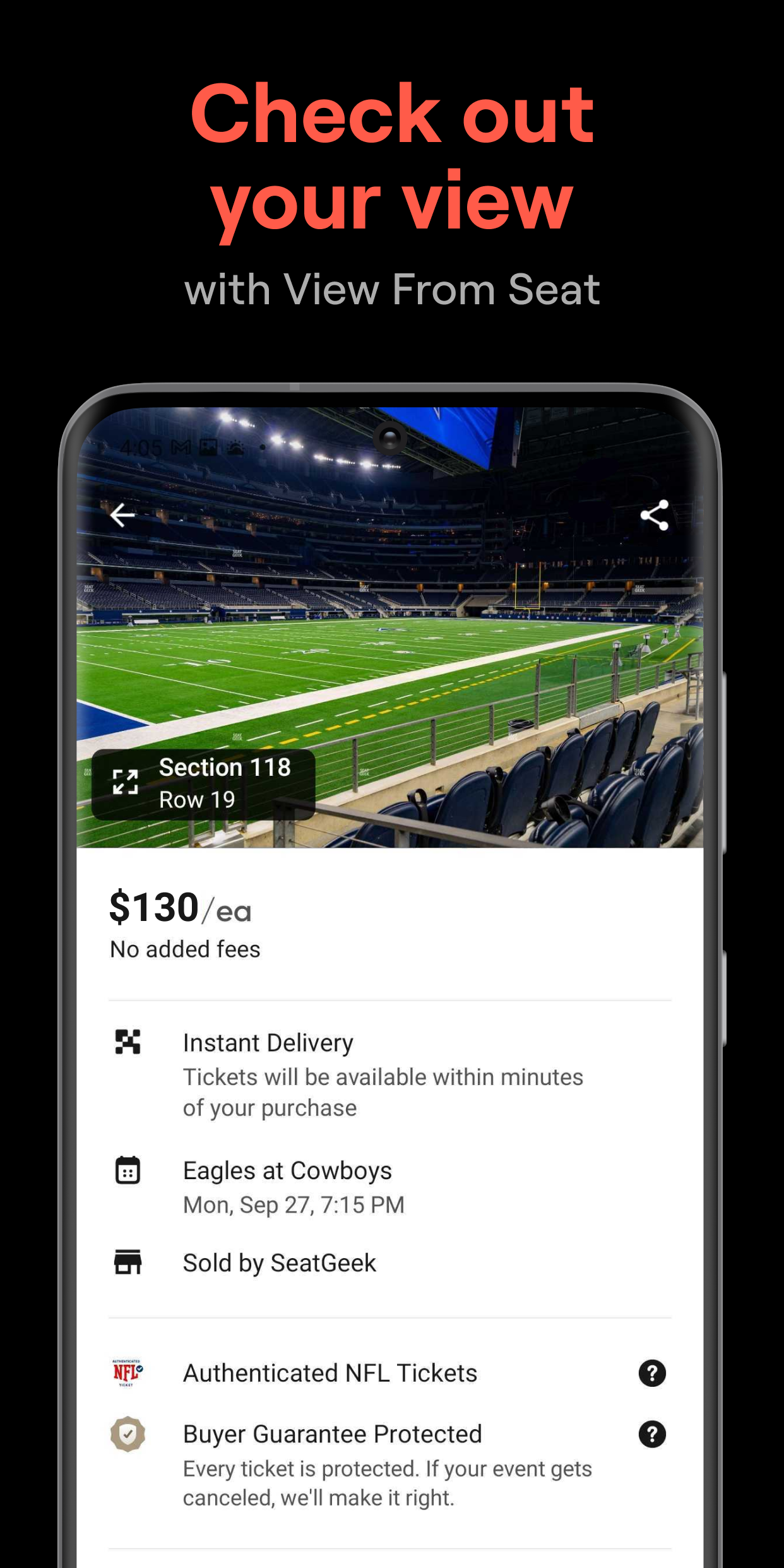 Android application SeatGeek – Tickets to Sports, Concerts, Broadway screenshort