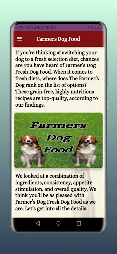 Android application Farmers Dog Food screenshort