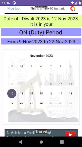 Android application On Off Duty Calculator screenshort