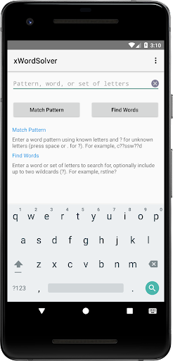 Android application xWordSolver screenshort