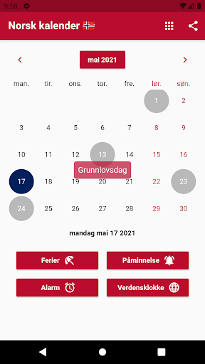 Android application Norsk kalender 2024 screenshort