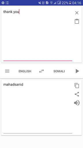 Somali English Translator Screen 2