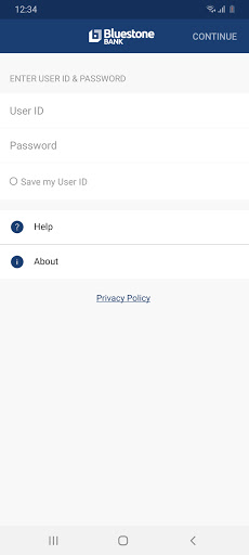 Android application Bluestone Bank Mobile screenshort