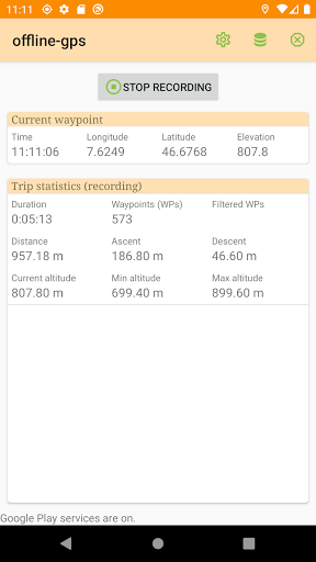 Android application offline-gps screenshort